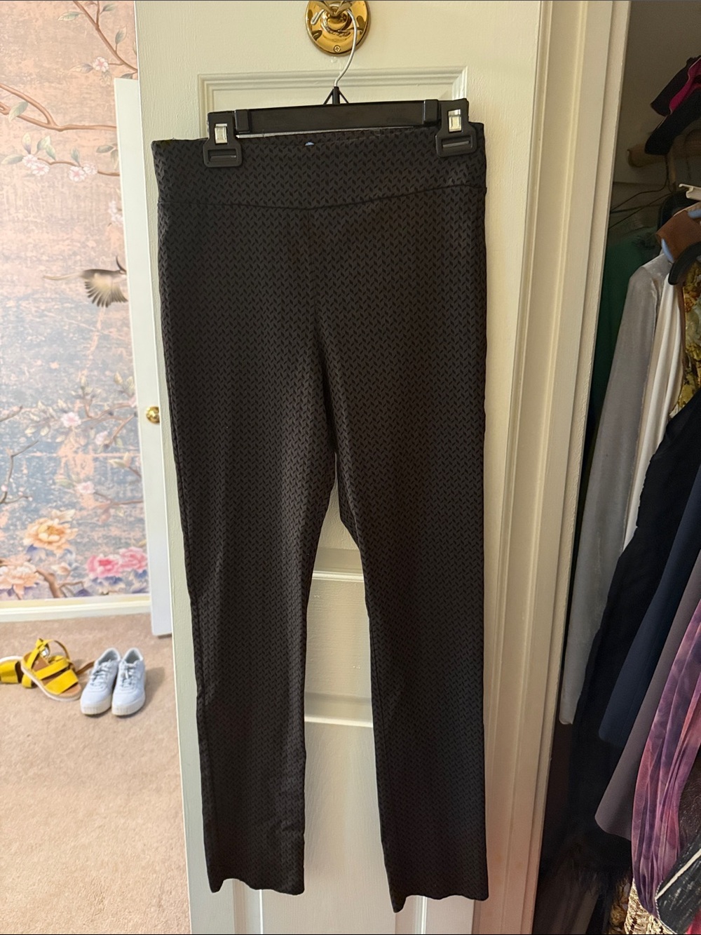 Margaret M Black Textured Straight-Leg Pants